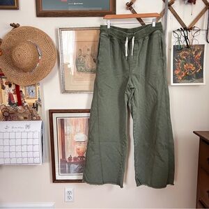Aerie Soft Landing Trouser Green Wide-Leg with Drawstring